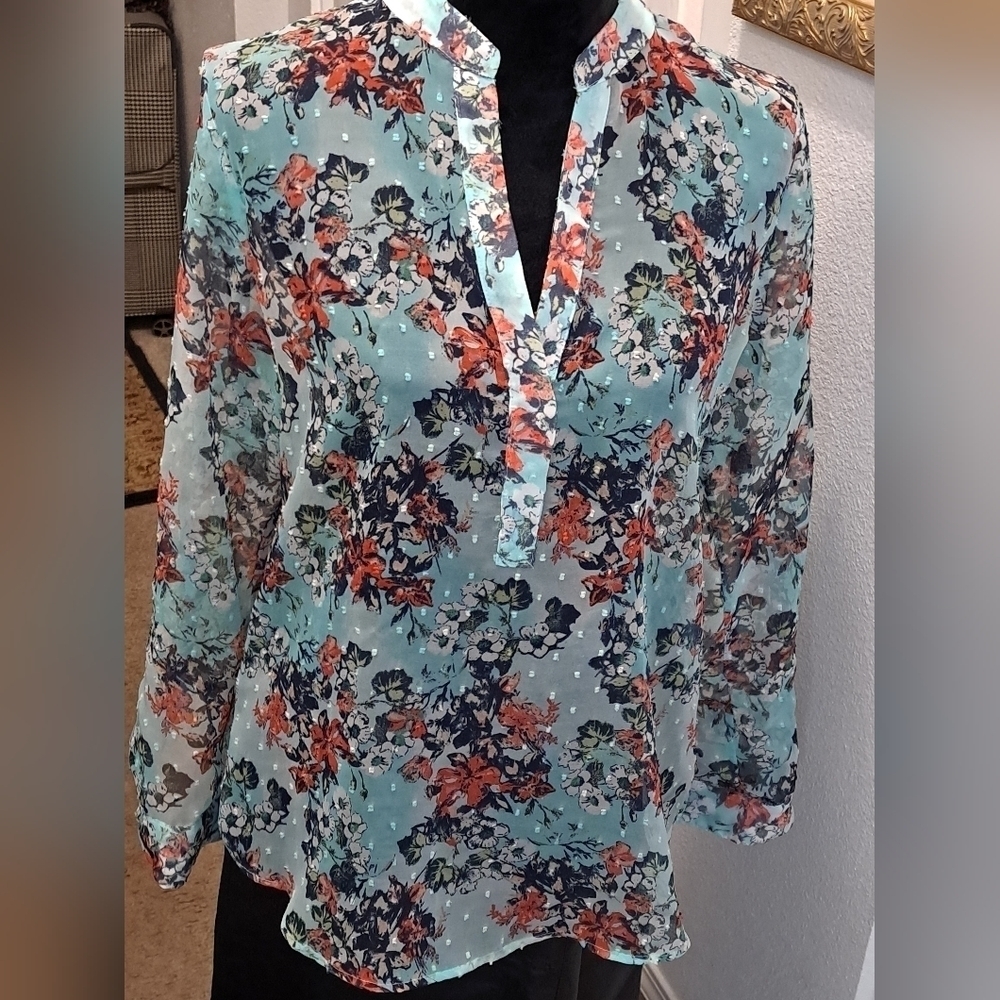 Kut From The Kloth Sheer Floral Tunic  Size M